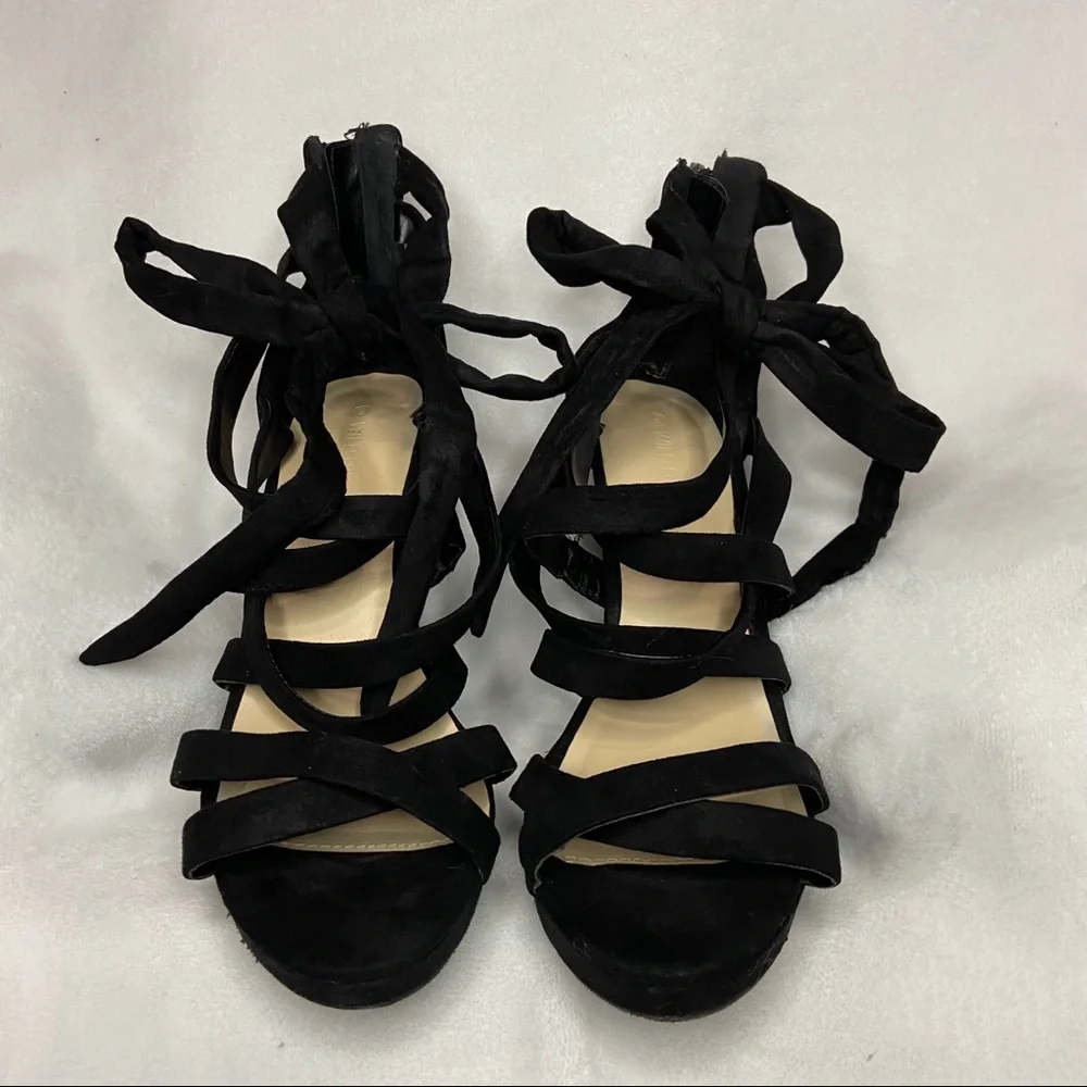 Lounge Suede Crisscross Leg Wrap Stiletto Heel - Picture 9 of 13